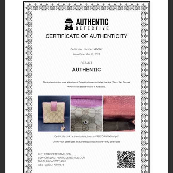 💕GUCCI💕Tan/Pink GG Canvas and Leather French Flap Wallet with COA/GUC - Picture 14 of 15